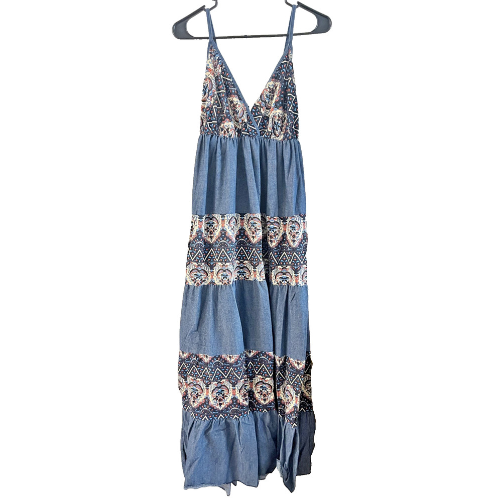 Women's Magic Best FIt Small (SEE MEASUREMENTS) Stretchy Elastic Blue Maxi Dress